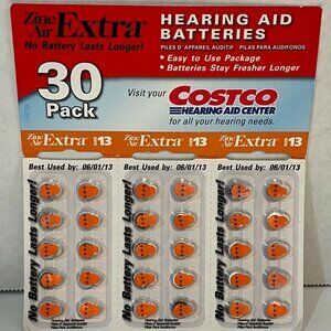Hearing Aid Batteries 30 Pack Zinc Air 13AE-30, 06/13 Expired, Unopened